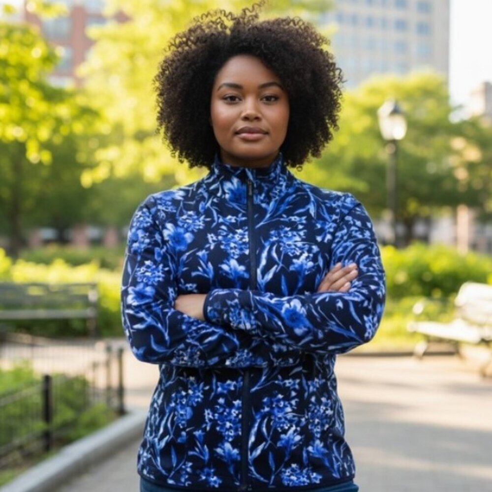 Bylyse - Deep Blue Floral Yoga Jacket -XS (6-8)